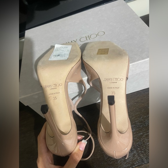 Jimmy Choo Azia 95 Ballet Pink Patent Leather Sandals - Picture 13 of 13